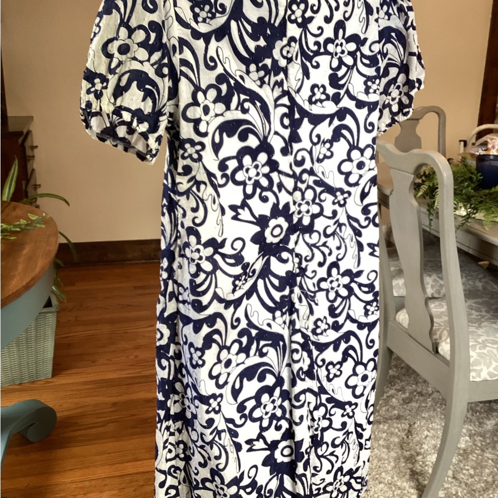 JTB Elegant Floral Navy and White Midi Dress LNWOT Size 18 - Picture 9 of 11
